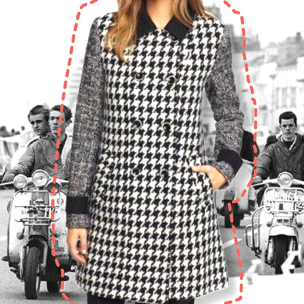 Express Mixed Pattern Swing Coat Houndstooth - image 2